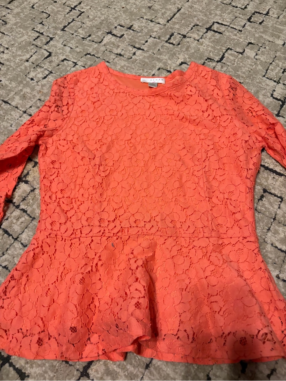 Kenar Coral Lace Peplum Blouse